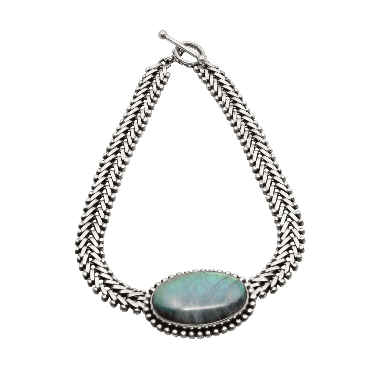 Vintage Sterling Silver and Labradorite Statement Necklace by Stephen Dweck - Turquoise & Tufa