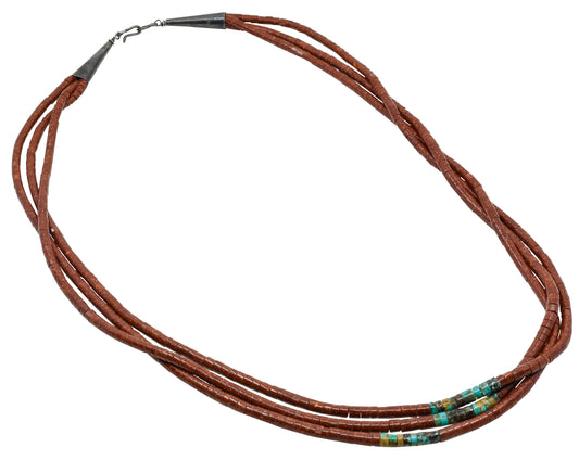 Vintage Three Strand Kewa Pueblo Necklace of Pipestone and Turquoise - Turquoise & Tufa