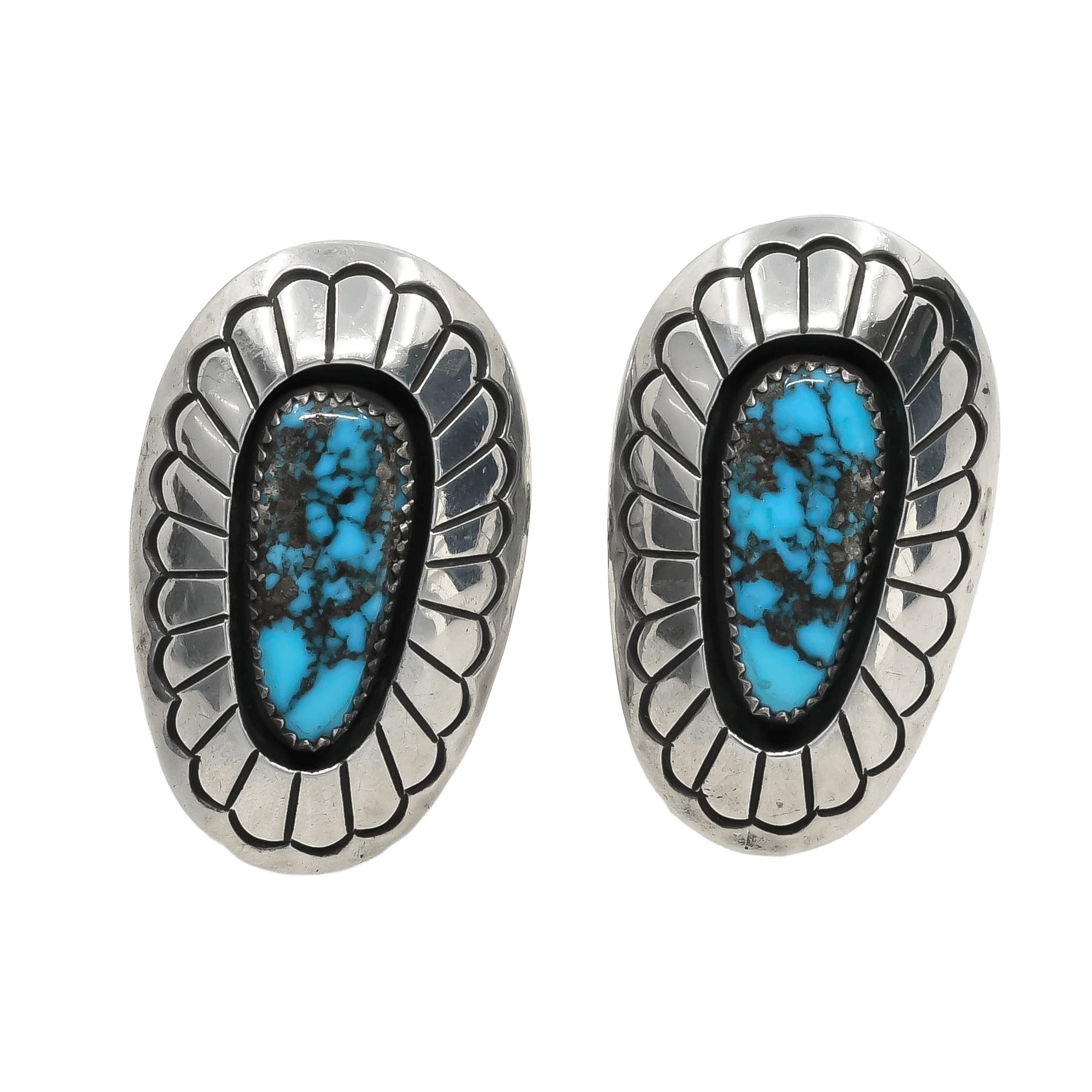 Vintage Tommy Jackson Earrings of Natural Turquoise - Turquoise & Tufa