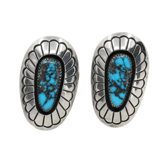 Vintage Tommy Jackson Earrings of Natural Turquoise - Turquoise & Tufa