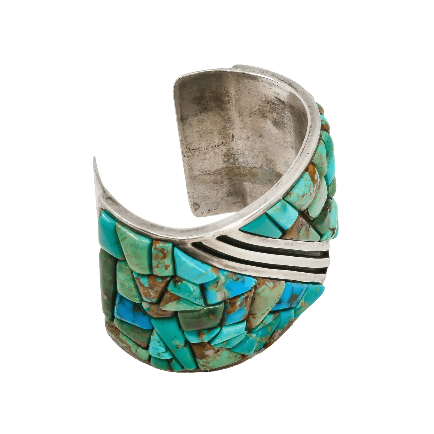 Vintage Turquoise Cobblestone Mosaic Inlay Bracelet - Turquoise & Tufa