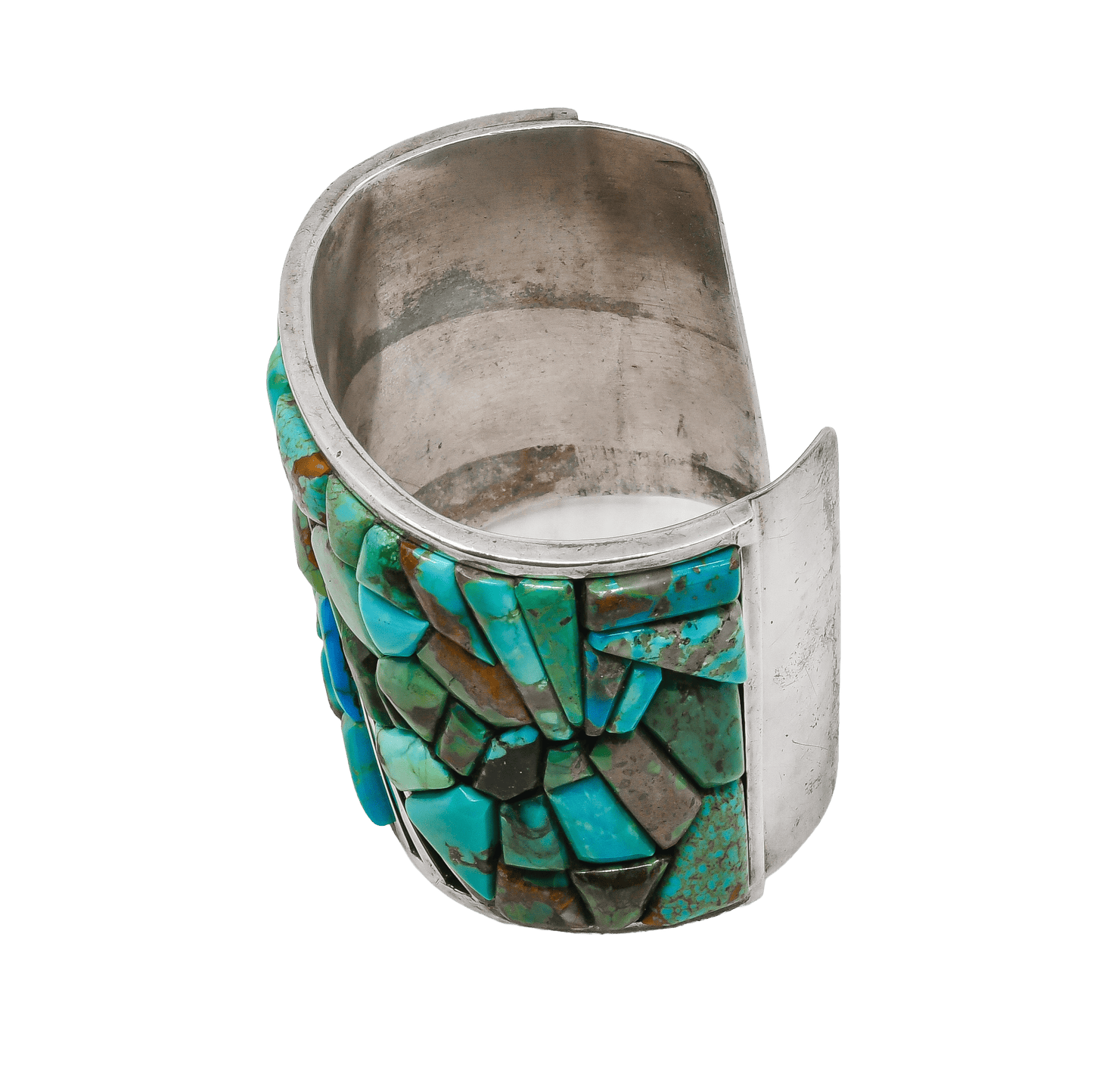 Vintage Turquoise Cobblestone Mosaic Inlay Bracelet - Turquoise & Tufa