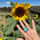 Vintage Turquoise Ring by Lorenzo Tortalita of Kewa Or Santo Domingo Pueblo - Turquoise & Tufa