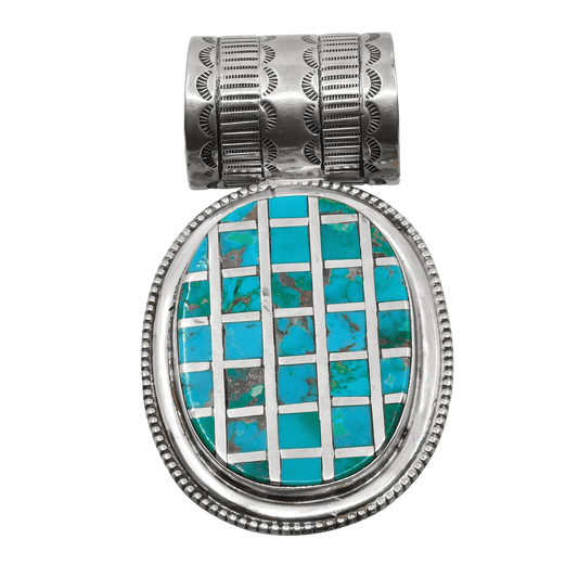 Vintage Wayne Aguilar Pendant of Turquoise Channel Inlay - Turquoise & Tufa