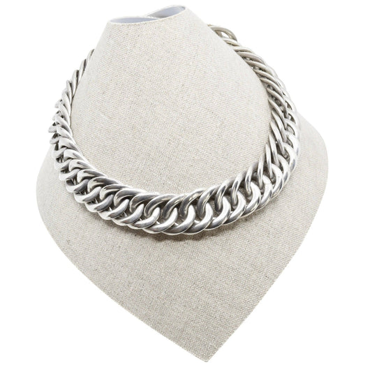 Vintage William Spratling Large Silver Chain Link Necklace - Turquoise & Tufa