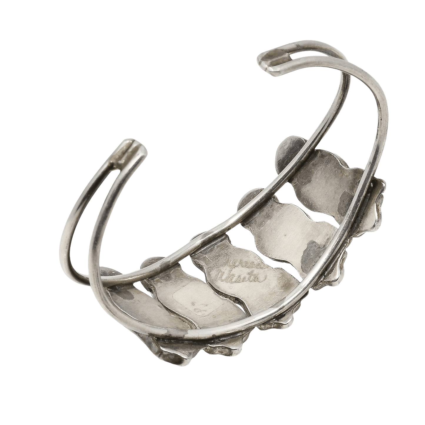 Vintage Zuni Bracelet of Inlay Maidens by Theresa Waseta - Turquoise & Tufa