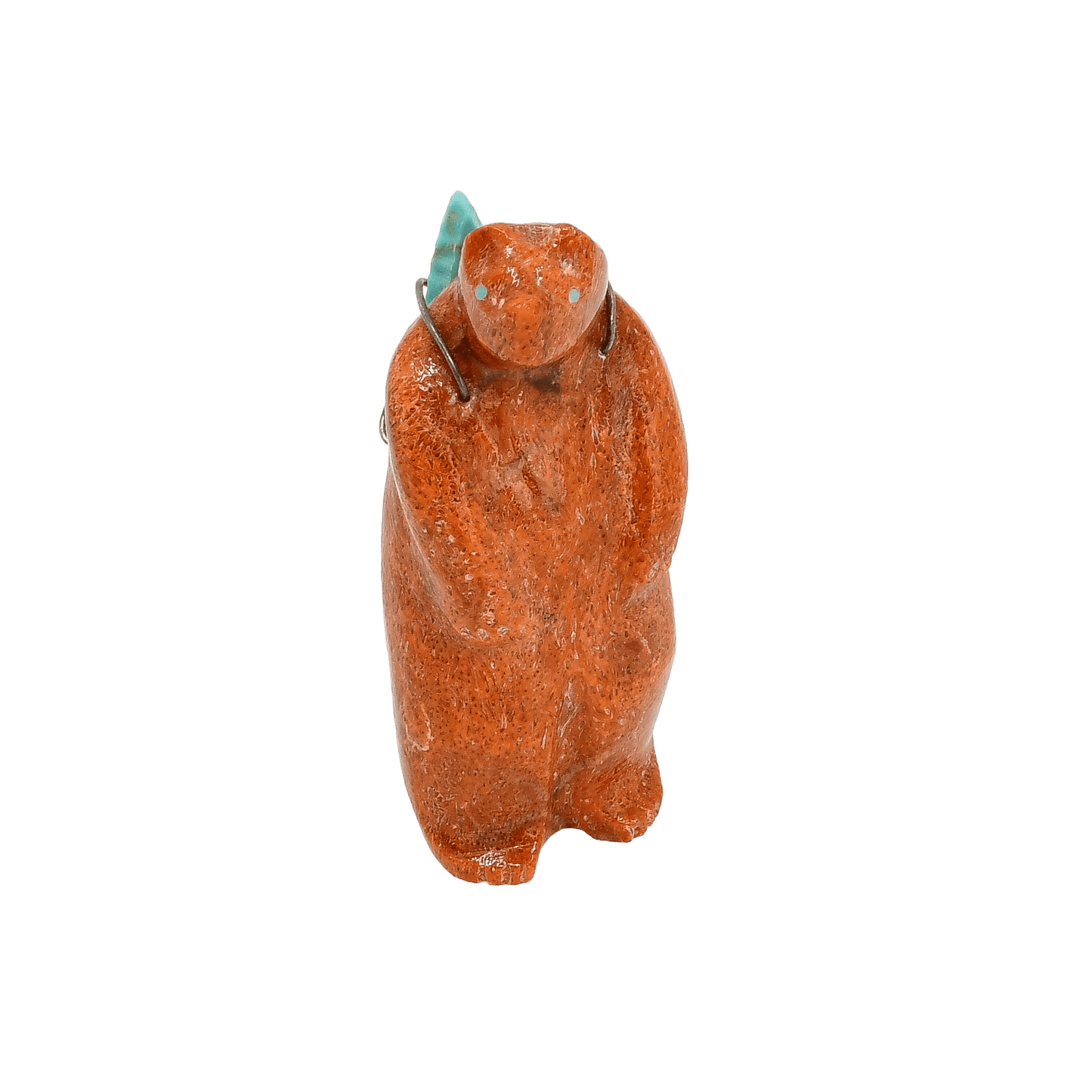 Vintage Zuni Coral Bear Fetish With Turquoise Bundle - Turquoise & Tufa