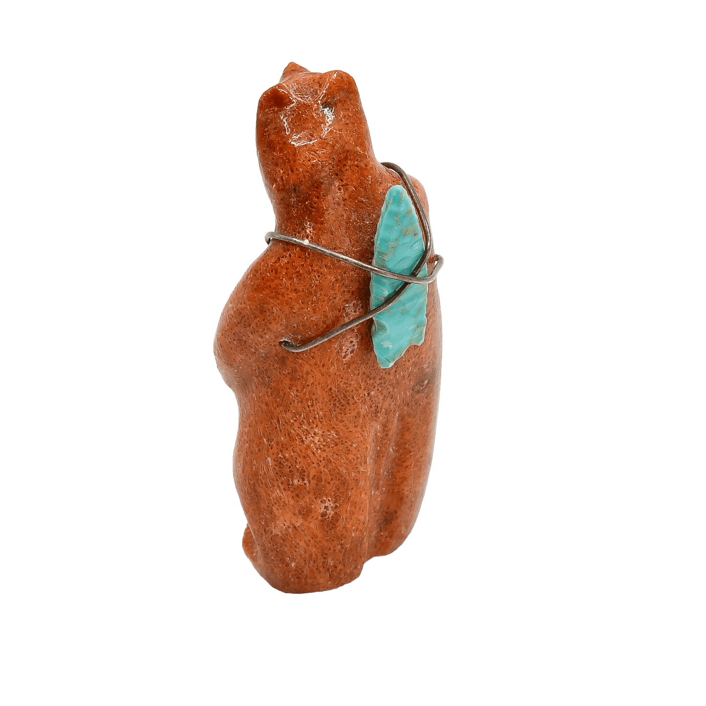 Vintage Zuni Coral Bear Fetish With Turquoise Bundle - Turquoise & Tufa