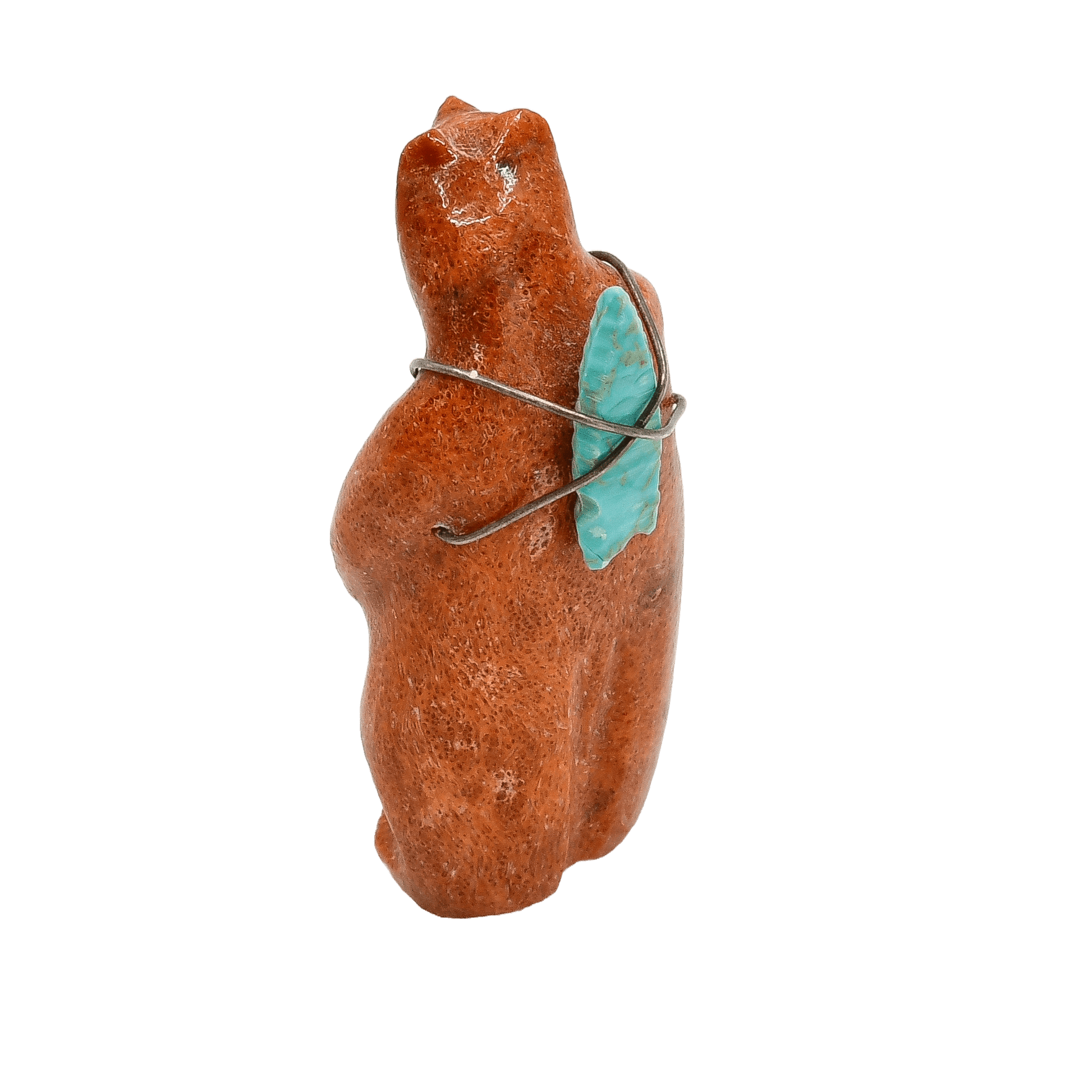 Vintage Zuni Coral Bear Fetish With Turquoise Bundle - Turquoise & Tufa