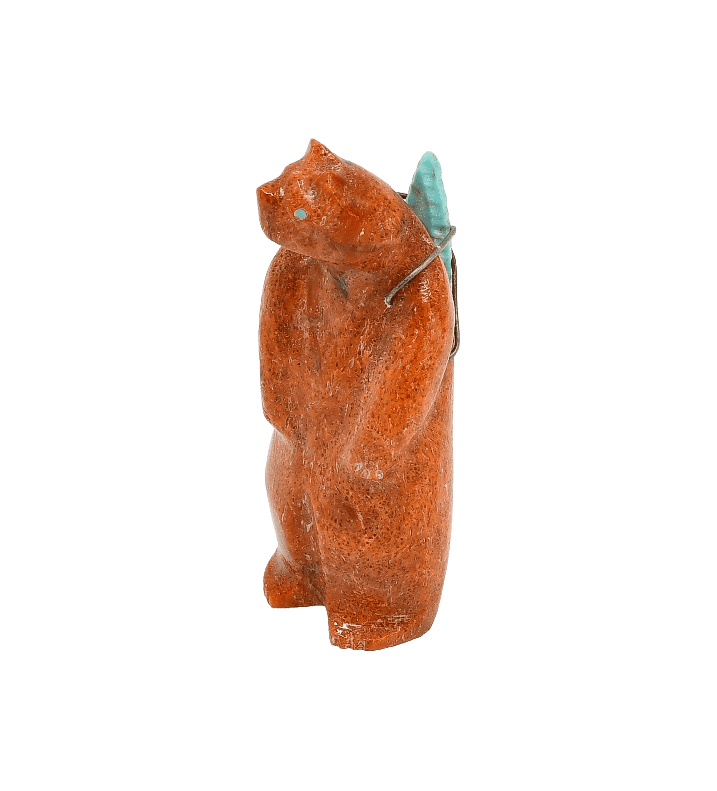 Vintage Zuni Coral Bear Fetish With Turquoise Bundle - Turquoise & Tufa