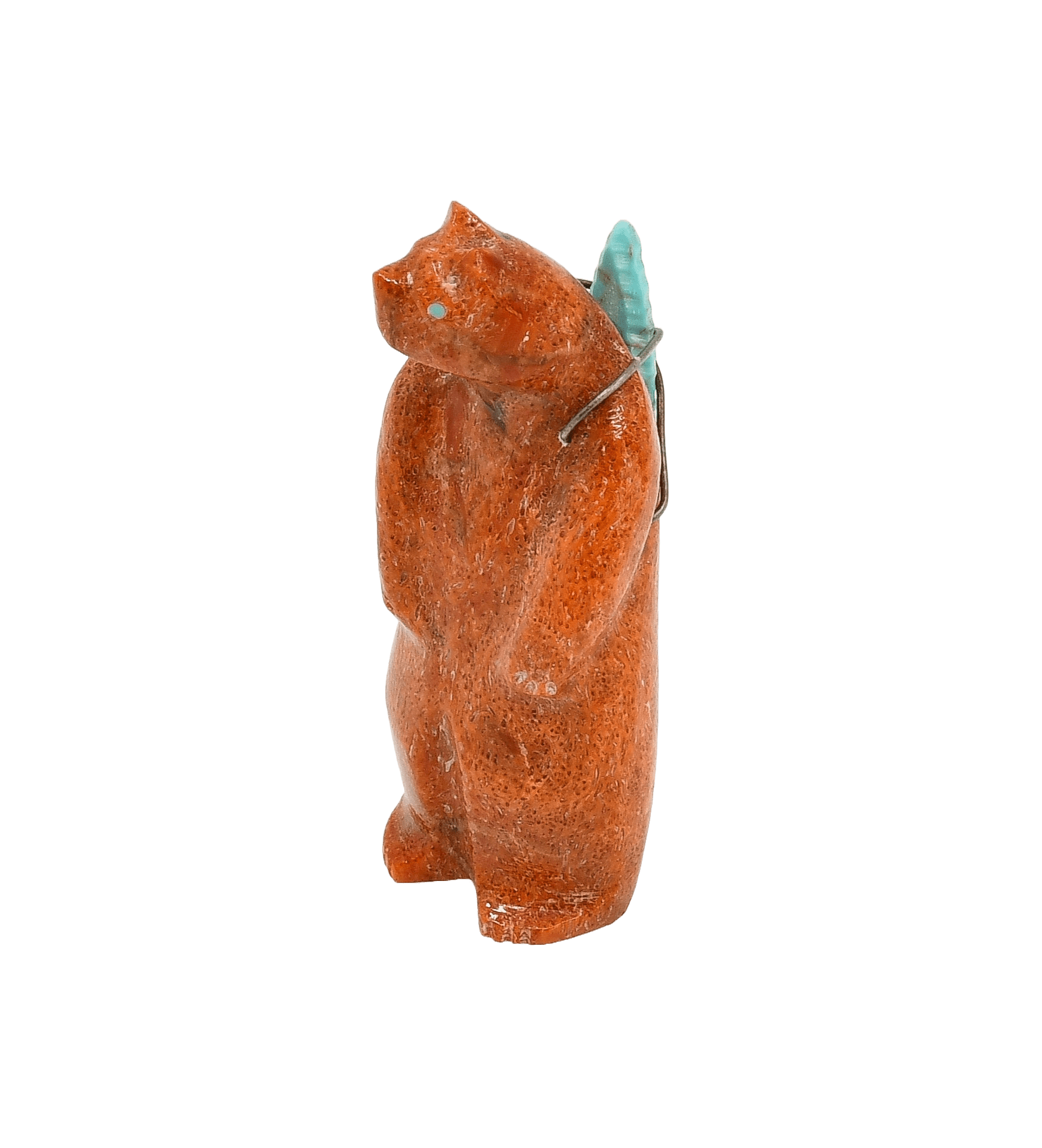 Vintage Zuni Coral Bear Fetish With Turquoise Bundle - Turquoise & Tufa