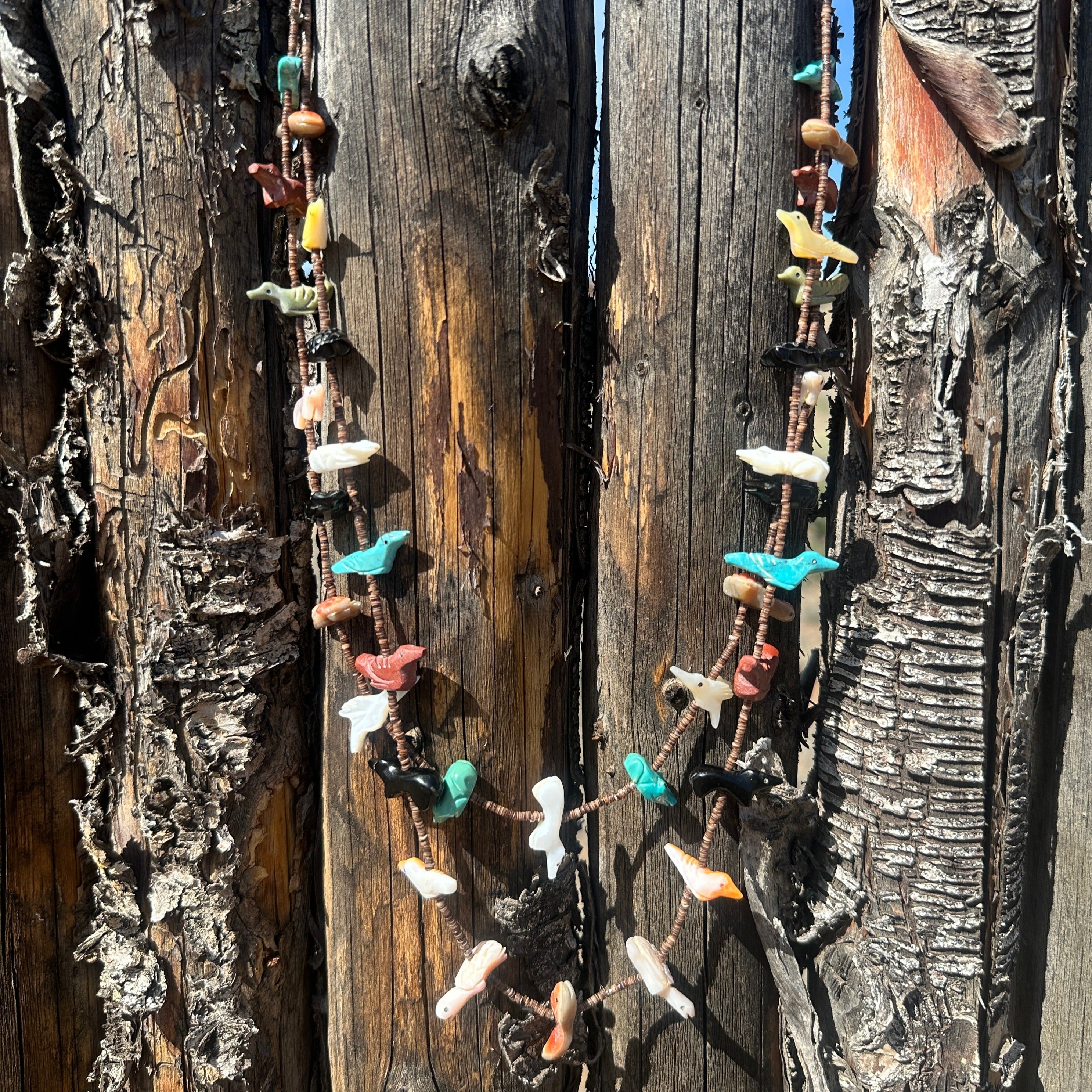 Vintage Zuni Fetish Necklace Two Strands Multiple Animals
