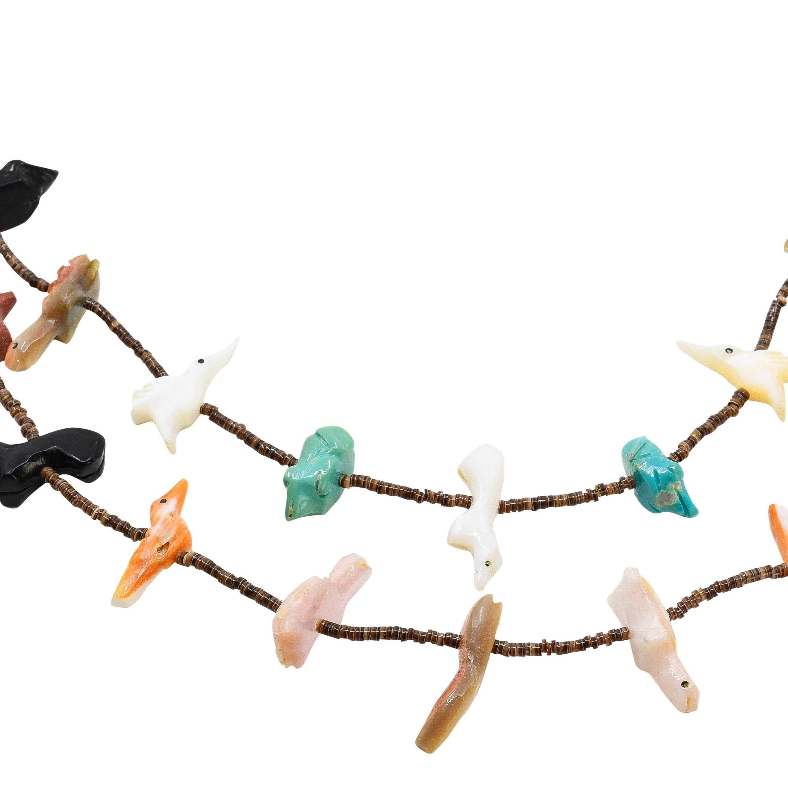 Vintage Zuni Fetish Necklace Two Strands Multiple Animals