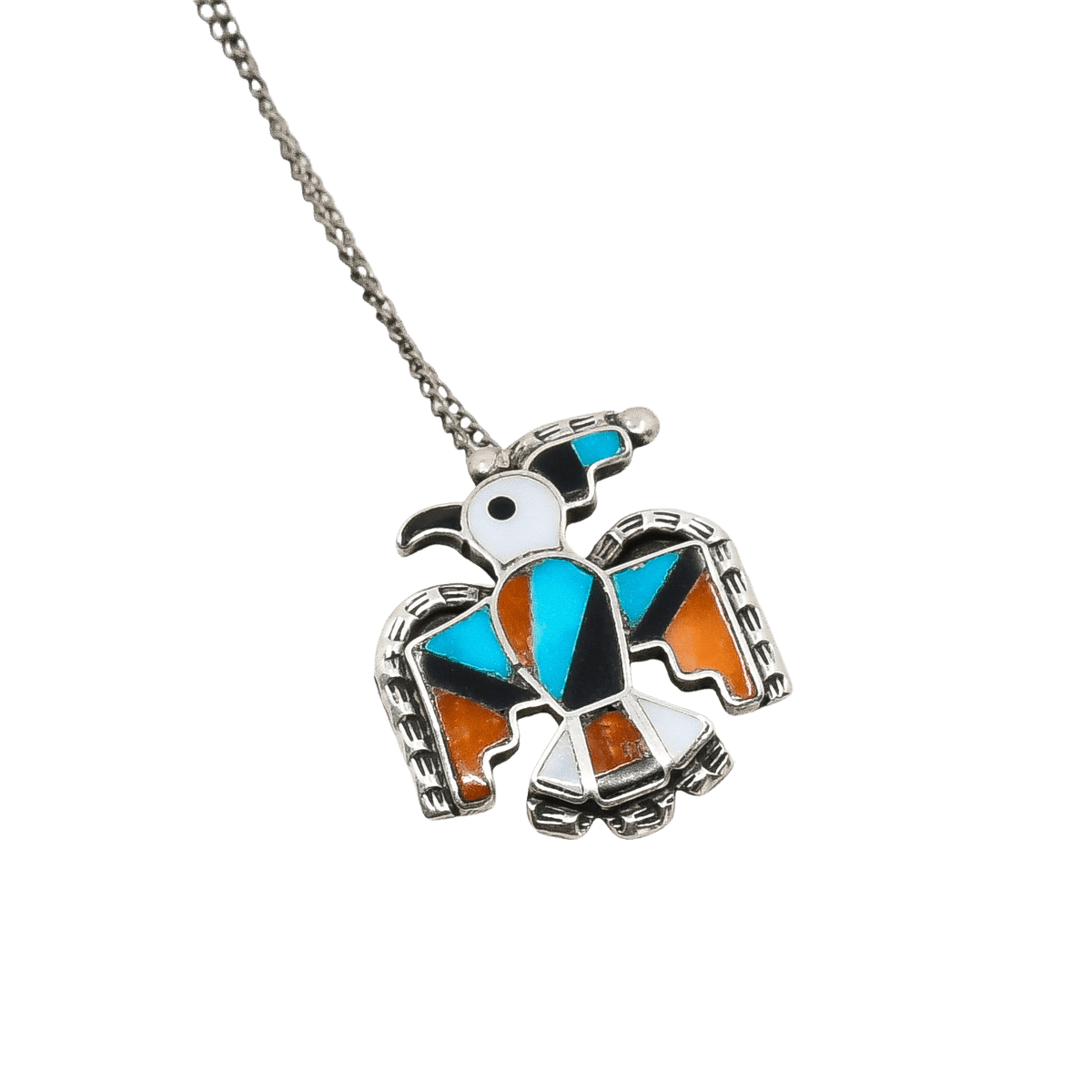 Vintage Zuni Inlay Bird Pin Pendant - Turquoise & Tufa