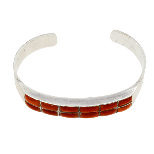 Vintage Zuni Inlay Coral Bracelet - Turquoise & Tufa