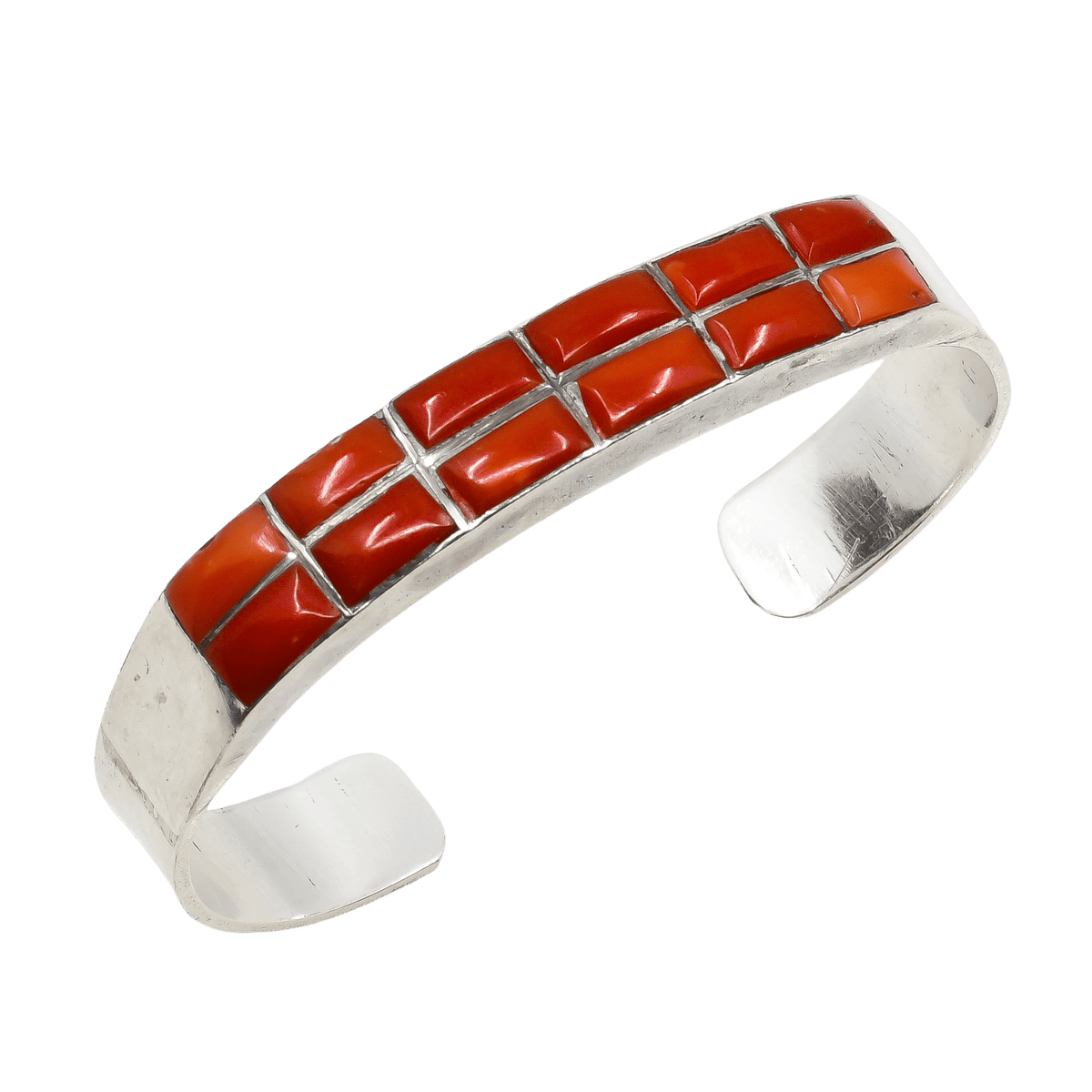Vintage Zuni Inlay Coral Bracelet – Turquoise & Tufa