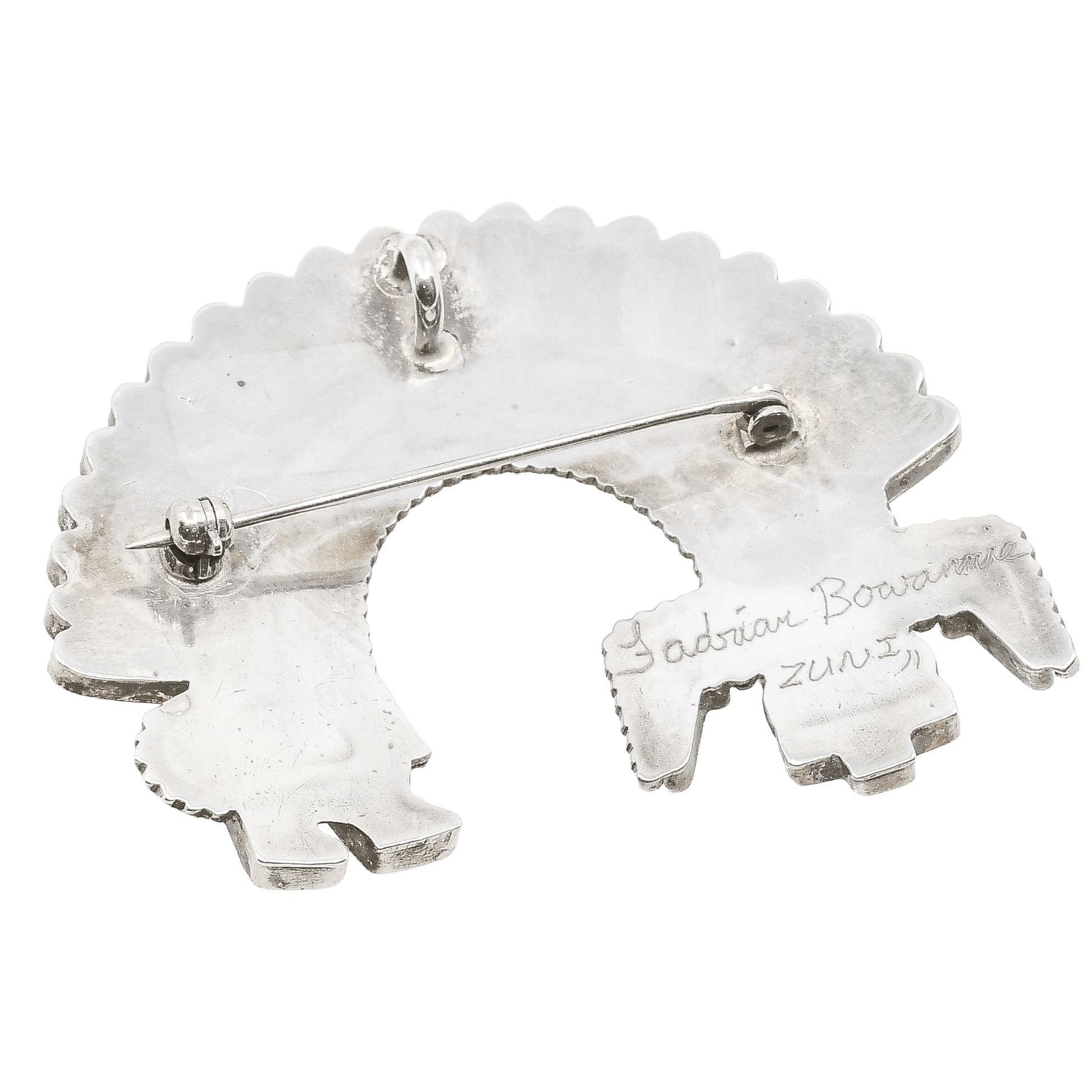 Vintage Zuni Lapis Rainbow Man Pin Pendant by Fadrian Bowannie - Turquoise & Tufa