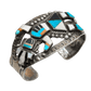 Vintage Zuni Rainbow Man Cuff Bracelet of Inlay - Turquoise & Tufa