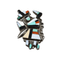 Vintage Zuni Rainbow Man Pin Pendant of Inlay - Turquoise & Tufa
