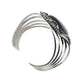 Wide Navajo Silver Strand Bracelet With Large Onyx Stone By Peterson Johnson - Turquoise & Tufa