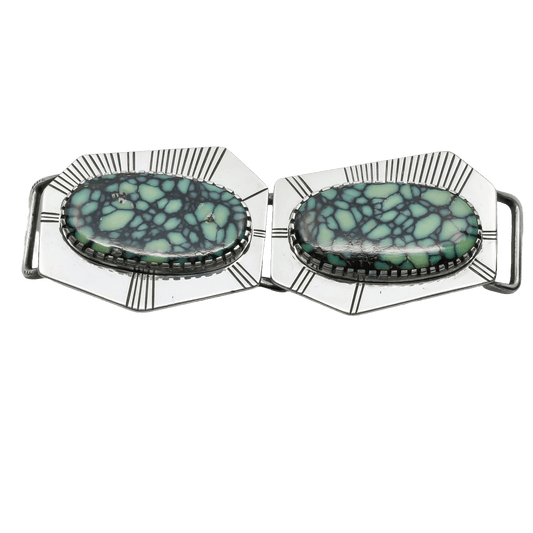 Yazzie Johnson And Gail Bird Buckle Set Of High Grade Variscite - Turquoise & Tufa