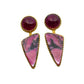 Yazzie Johnson and Gail Bird Earrings of Star Ruby and 18k Gold - Turquoise & Tufa