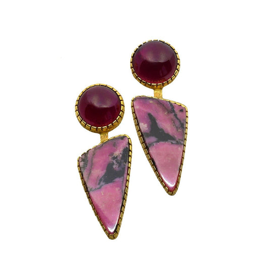Yazzie Johnson and Gail Bird Earrings of Star Ruby and 18k Gold - Turquoise & Tufa