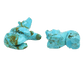 Zuni Fetish Carving Set of Turquoise Grizzly Bears Mama and Cub - Turquoise & Tufa