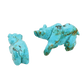 Zuni Fetish Carving Set of Turquoise Grizzly Bears Mama and Cub - Turquoise & Tufa