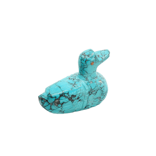 Zuni Turquoise Duck Fetish Carving - Turquoise & Tufa