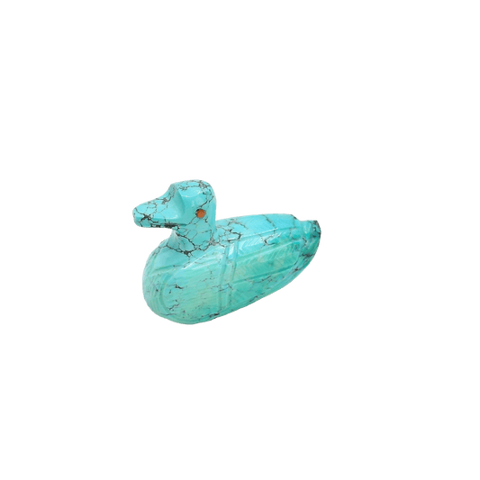 Zuni Turquoise Duck Fetish Carving - Turquoise & Tufa