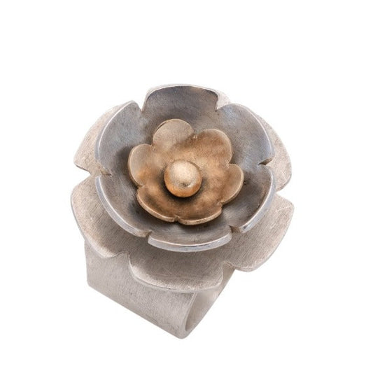 Heidi BigKnife Flower Ring of Gold and Silver