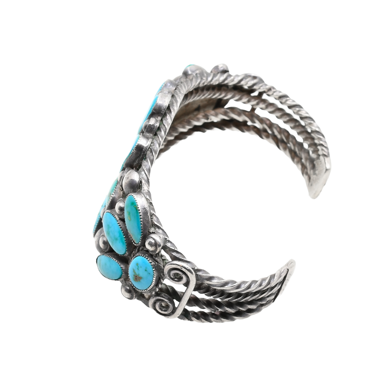 Old Navajo Blue Gem Turquoise Bracelet of Twisted Wire