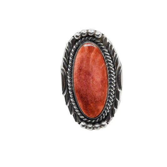 Albert Lee Ring of Red Spiny Oyster Stone - Turquoise & Tufa