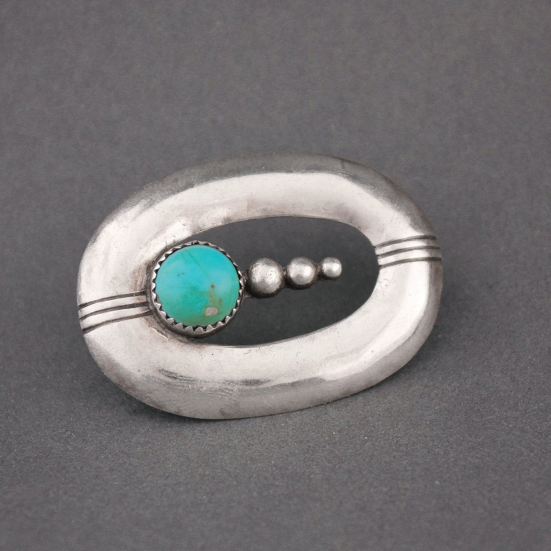 Alberto Contreras Sr. Silver and Turquoise Pin - Turquoise & Tufa