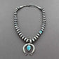 Allison Snowhawk Lee Necklace of Handmade Silver Beads & Naja - Turquoise & Tufa