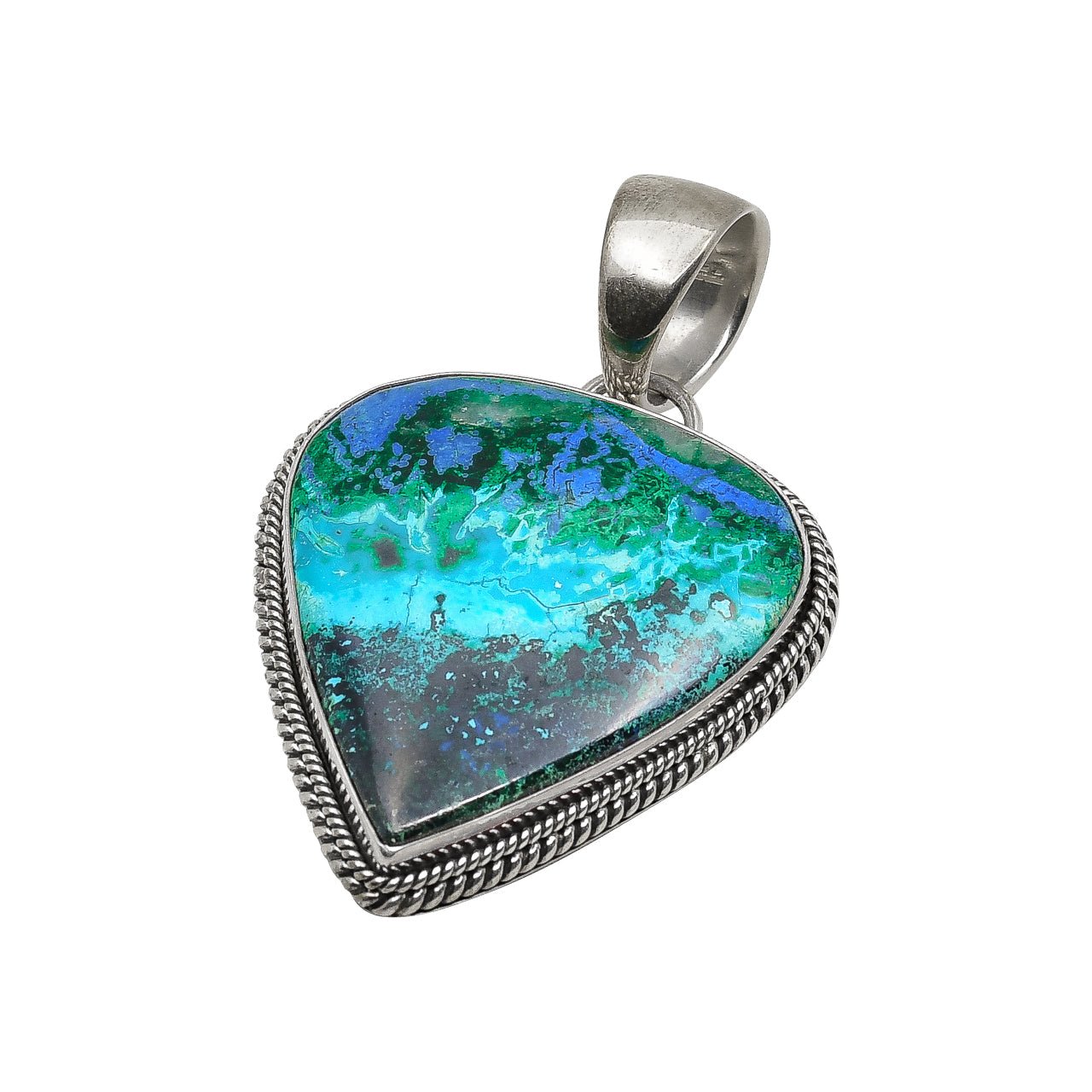 Artie Yellowhorse Pendant of Chrysocolla and Sterling Silver - Turquoise & Tufa