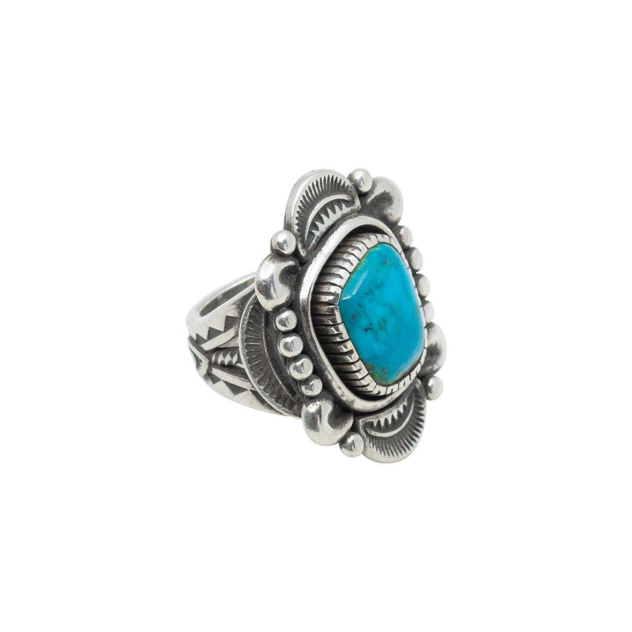 Clendon Pete Ring of Natural Morenci Turquoise - Turquoise & Tufa