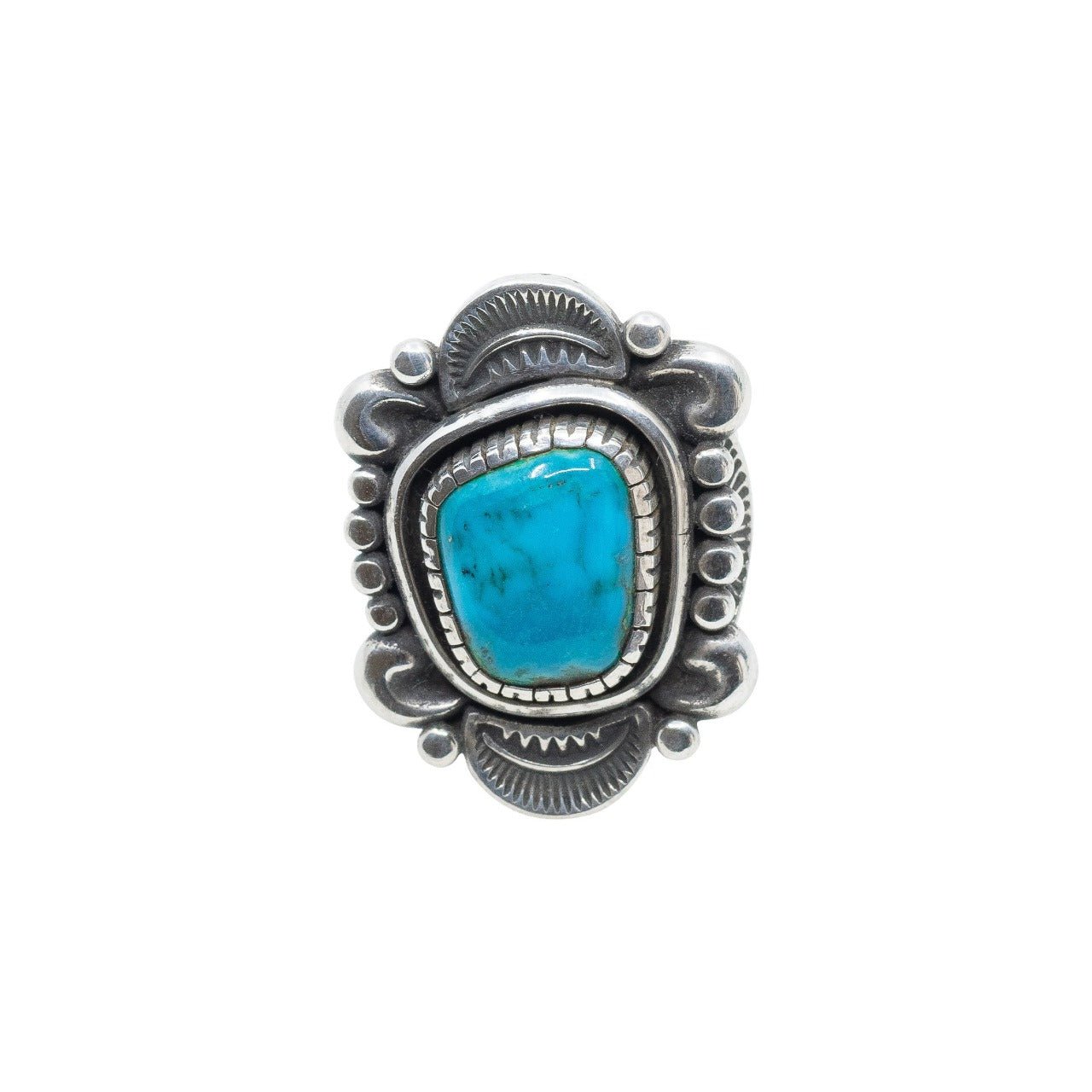 Clendon Pete Ring of Natural Morenci Turquoise - Turquoise & Tufa