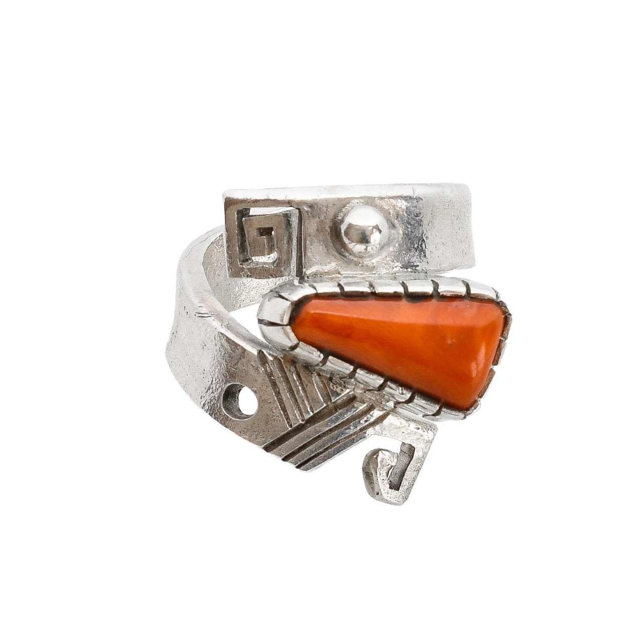 Contemporary Navajo Ring of Coral By Lorenzo Shirley.png - Turquoise & Tufa