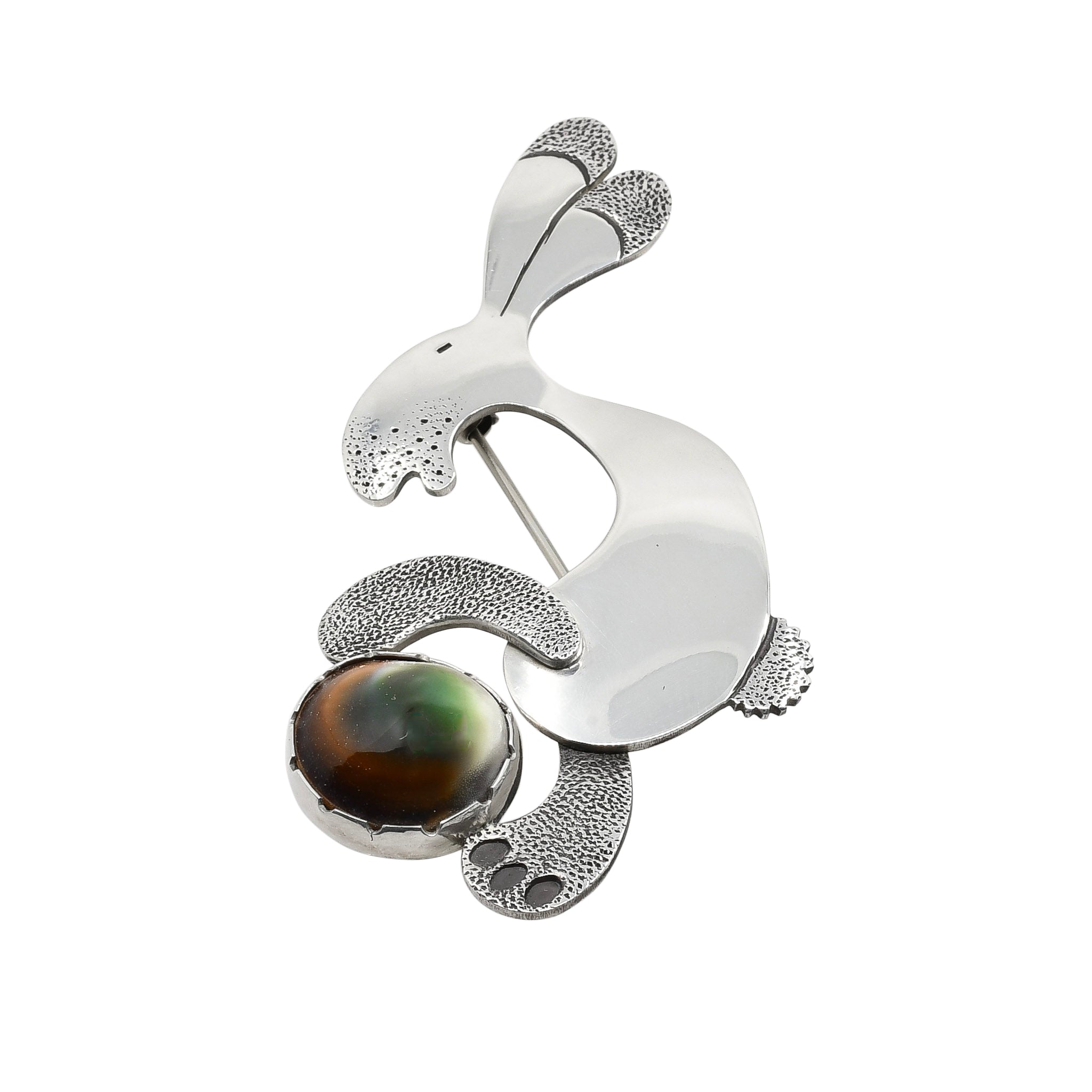 Darrell Jumbo Silver Animal Pin With Stone Bunny Rabbit or Duck ...