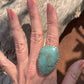 Darryl Dean Begay Ring of High Grade Number Eight Turquoise - Turquoise & Tufa