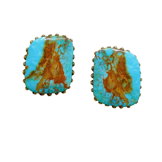 Debbie Silversmith Turquoise Earrings - Turquoise & Tufa