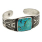 Early Navajo Silver And Turquoise Bracelet With Hidden Stamp Work - Turquoise & Tufa