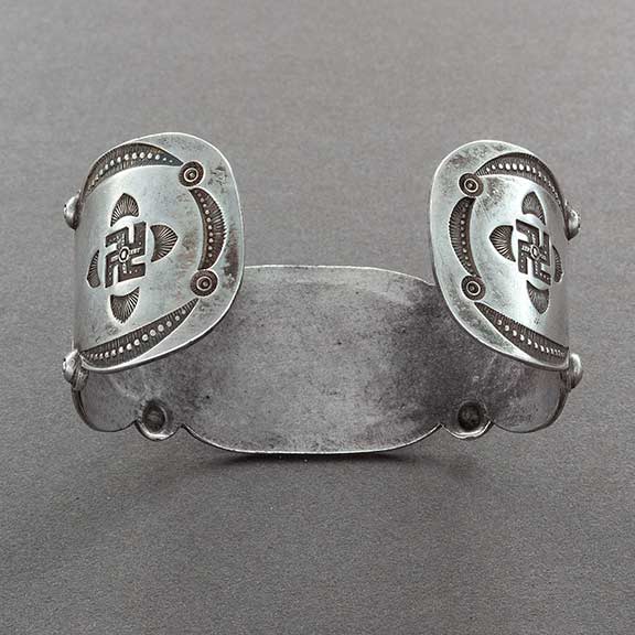 Early Navajo Silver Cuff Bracelet of Silver and Turquoise - Turquoise & Tufa