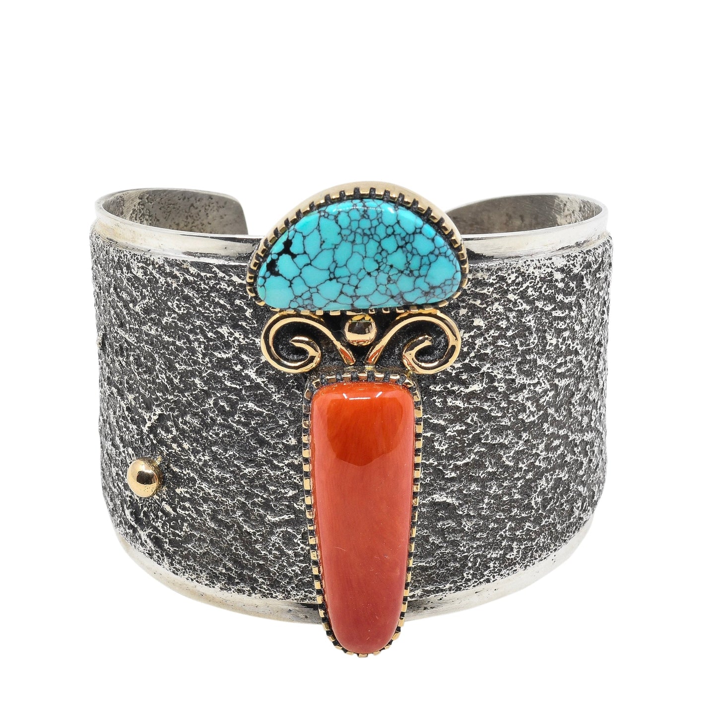 Edison Cummings Bracelet of Turquoise and Coral - Turquoise & Tufa