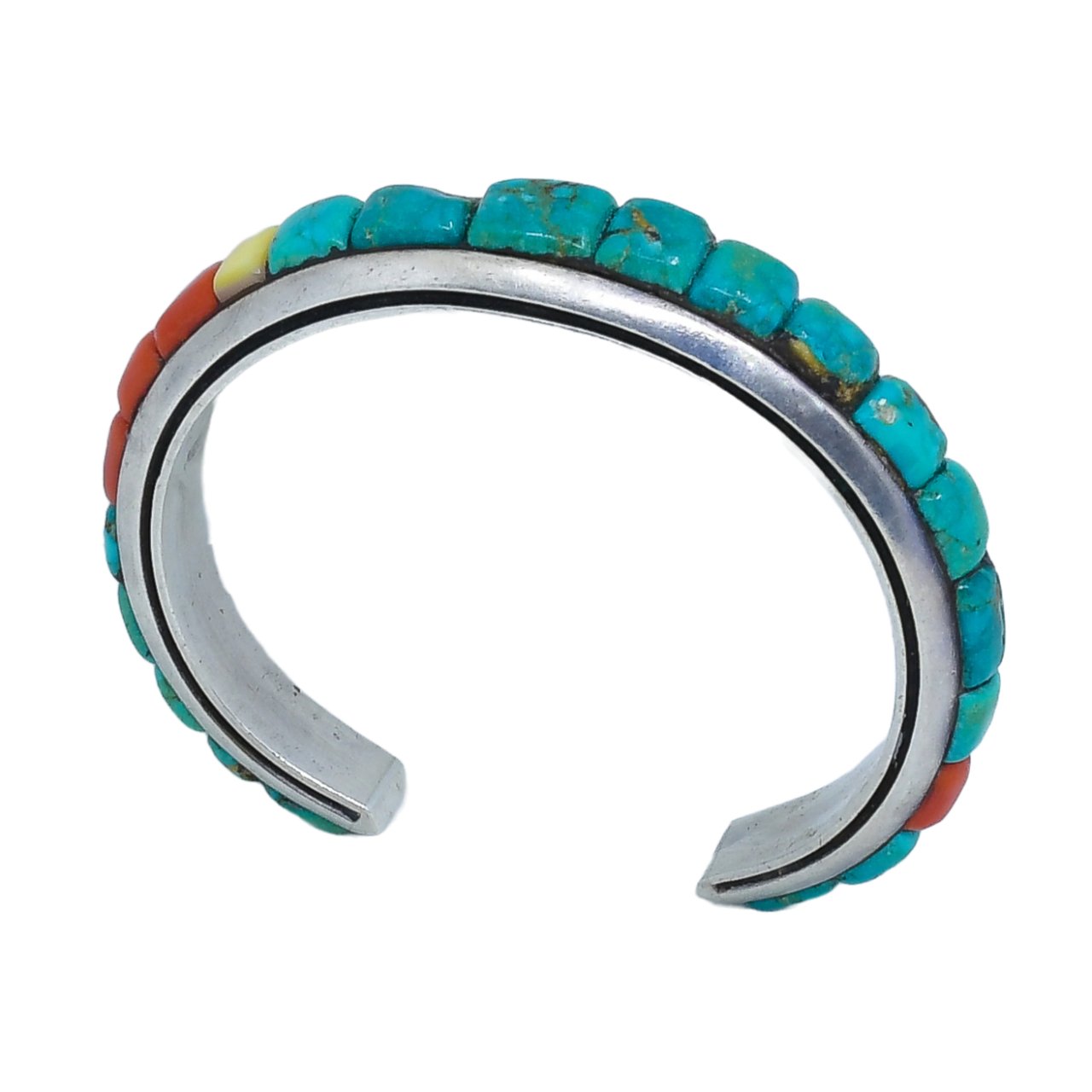 Fidel Bahe Bracelet of Turquoise Height Inlay - Turquoise & Tufa