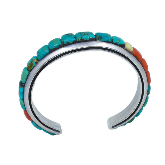 Fidel Bahe Bracelet of Turquoise Height Inlay - Turquoise & Tufa