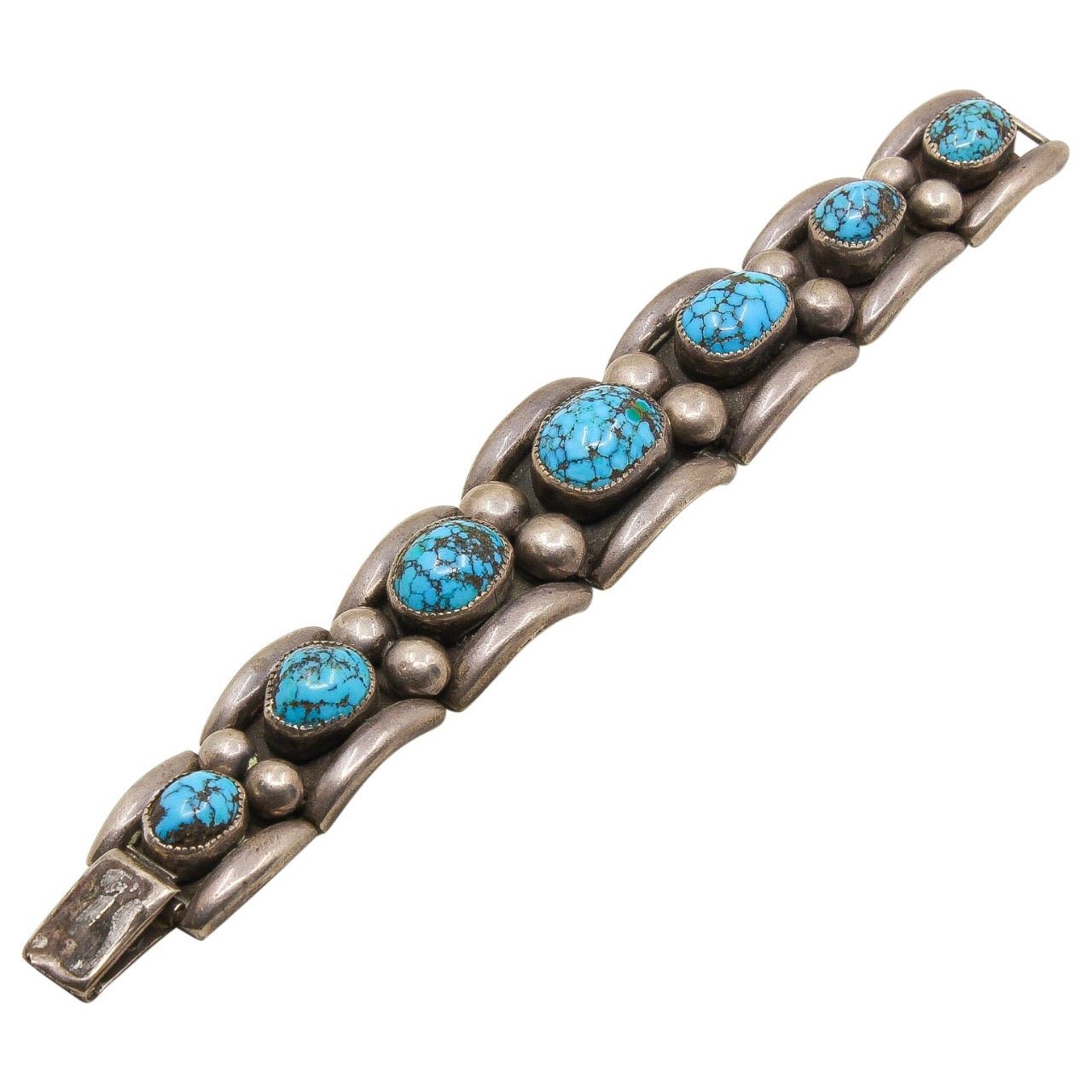 Frank Patania Sr. Link Bracelet With Natural Turquoise - Turquoise & Tufa
