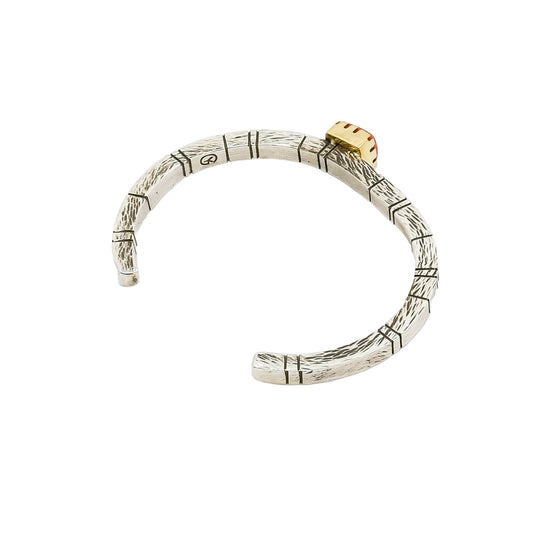 Gail Bird and Yazzie Johnson Bracelet of Natural Orange Mediterranean Coral - Turquoise & Tufa